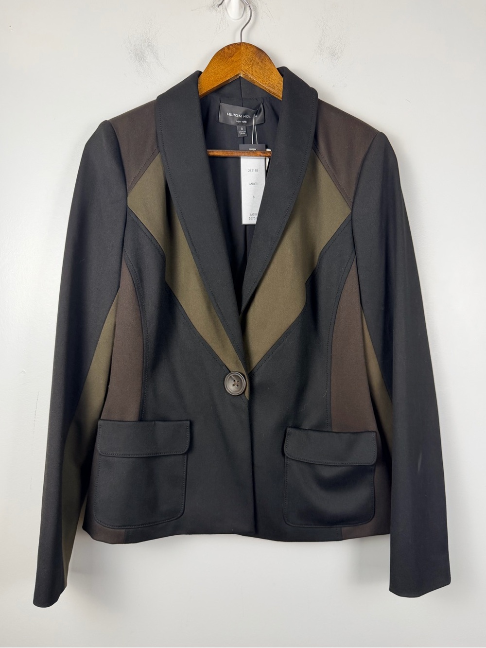 New Hilton Hollis black green brown single button blazer jacket size 8